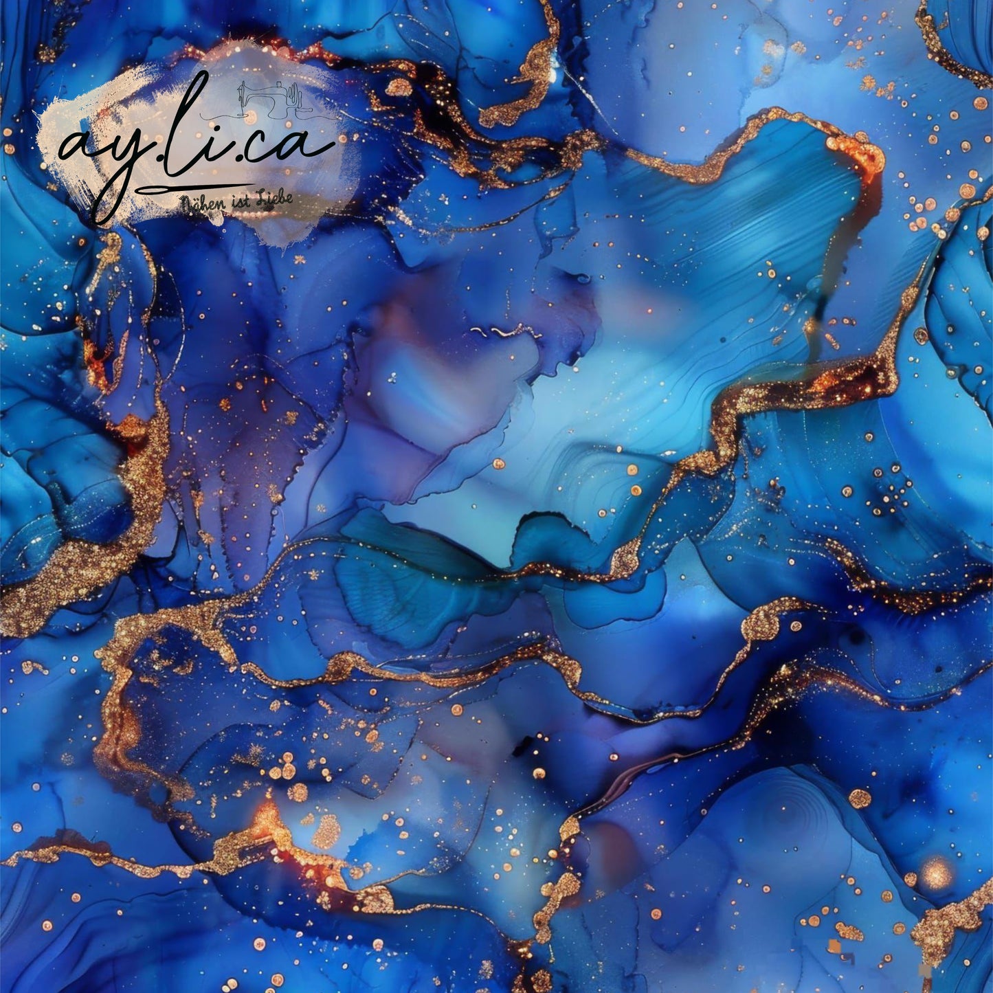 ALKOHOL INK BLUE Überbreite 180cm Jersey