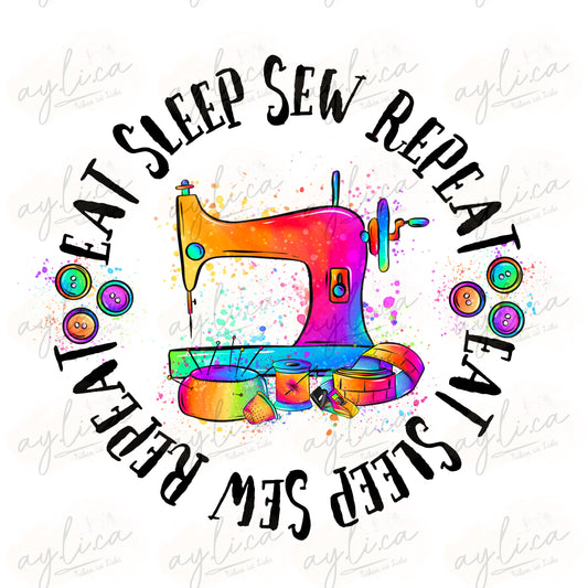 BÜGELBILD EAT,SLEEP,SEW… SCHWARZ in 2 Größen