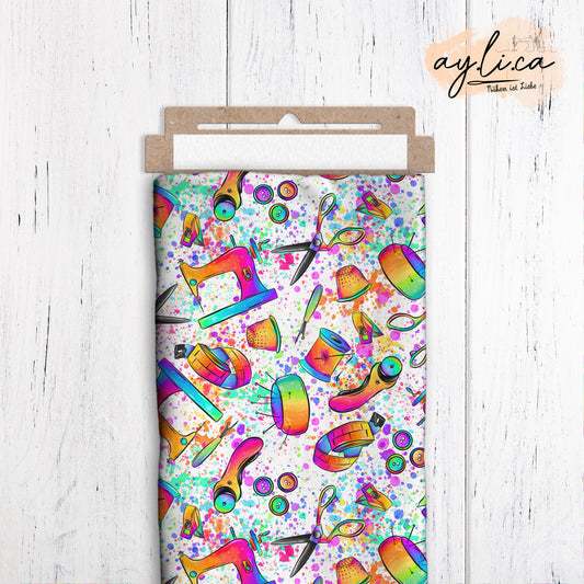 EAT SLEEP SEW REPEAT KOMBI white Überbreite 180cm! French Terry