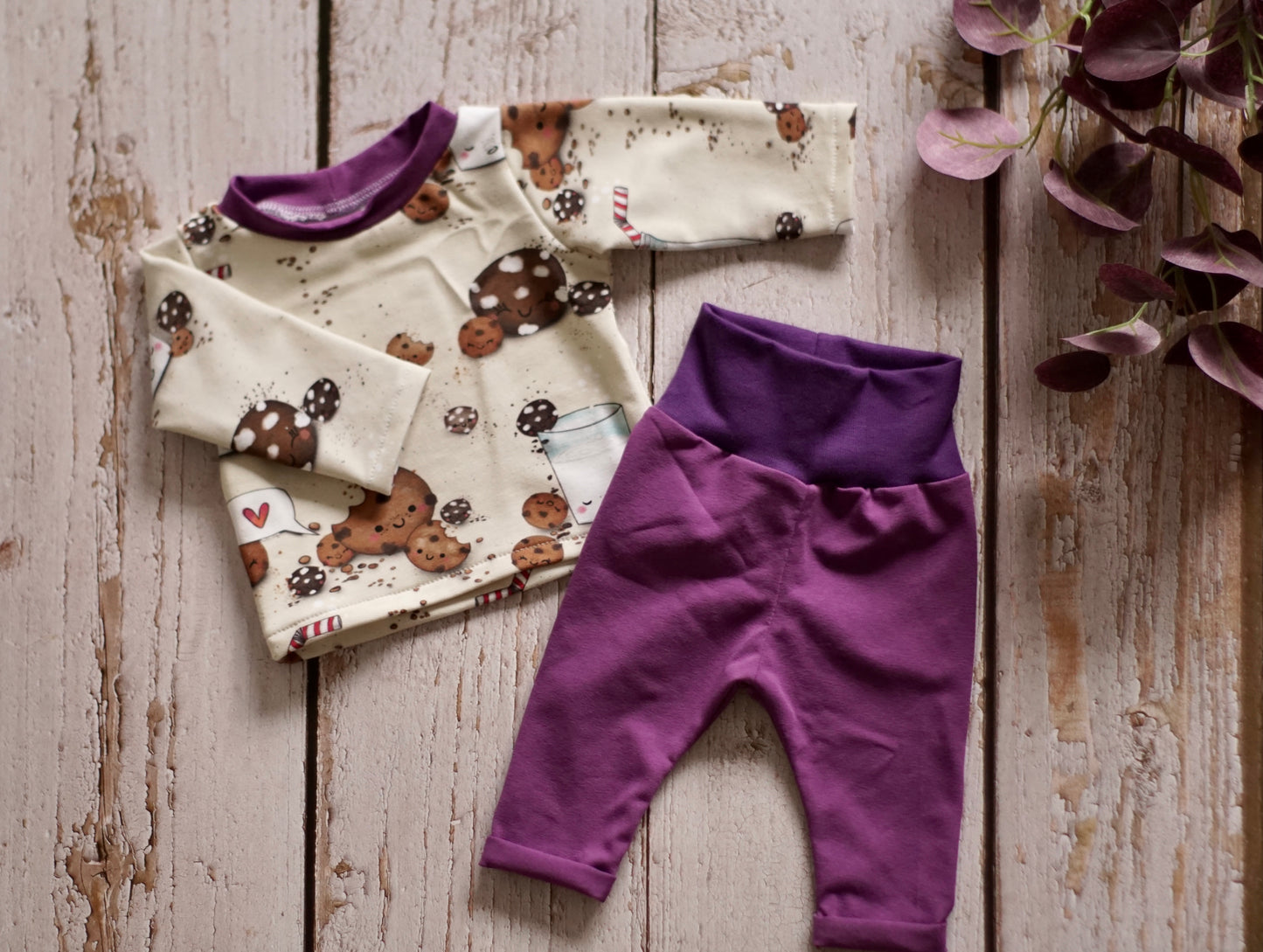 Set Langarmshirt & Leggings COOKIES LILA Gr.56