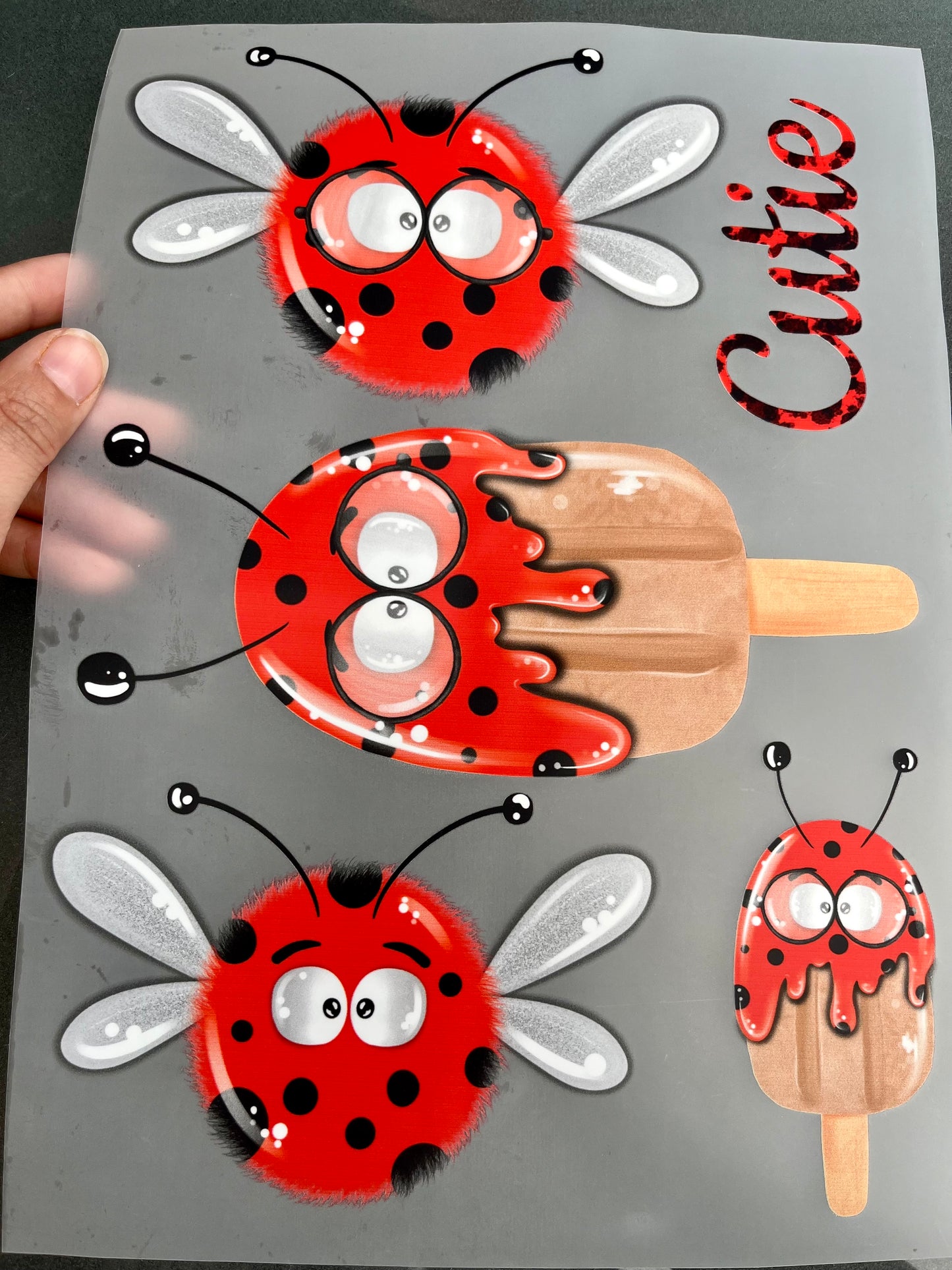 Bügelbild LADYBUG & ICE DIN A4 Bogen