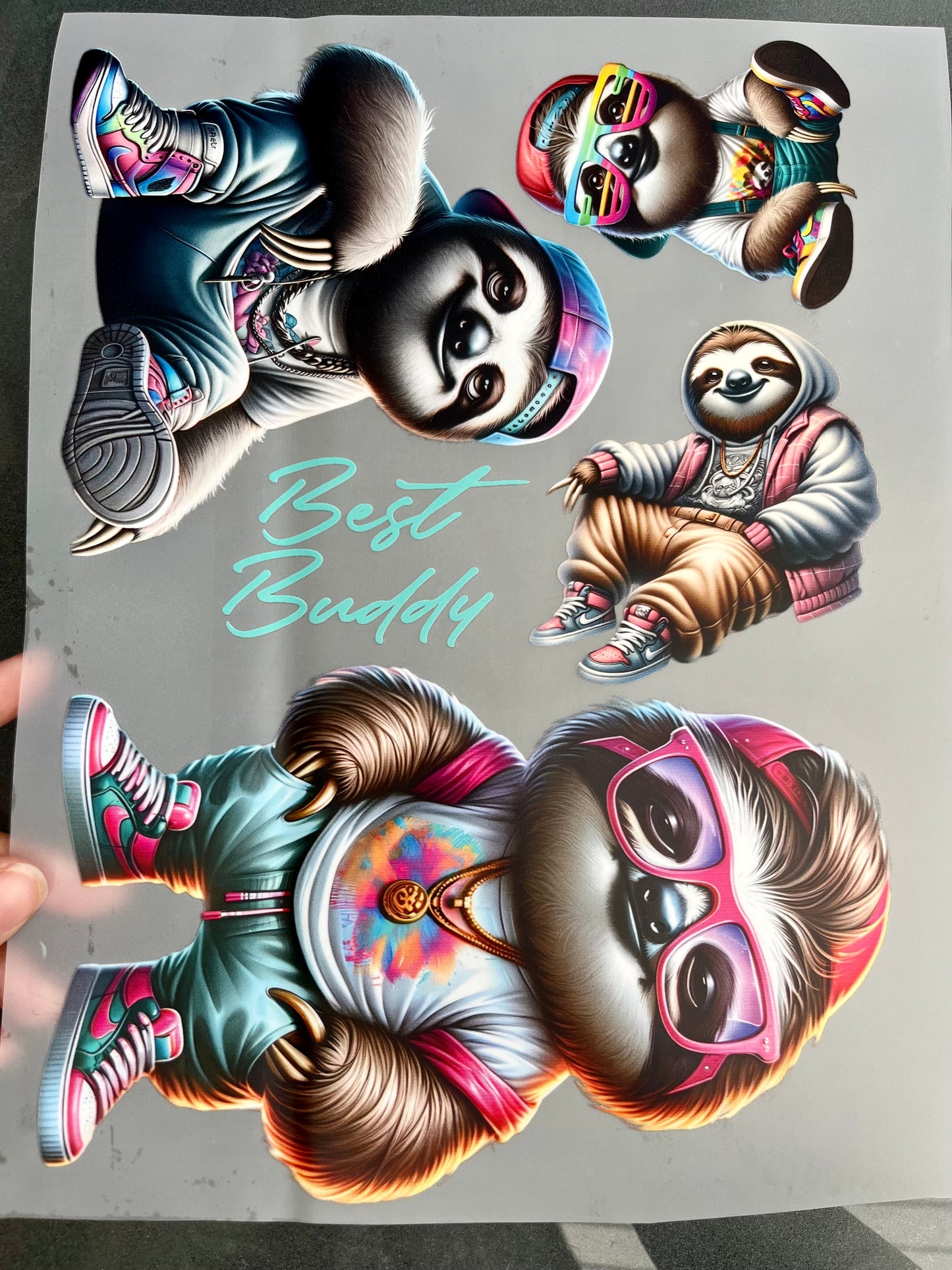 Bügelbild COOL SLOTH DIN A4 Bogen