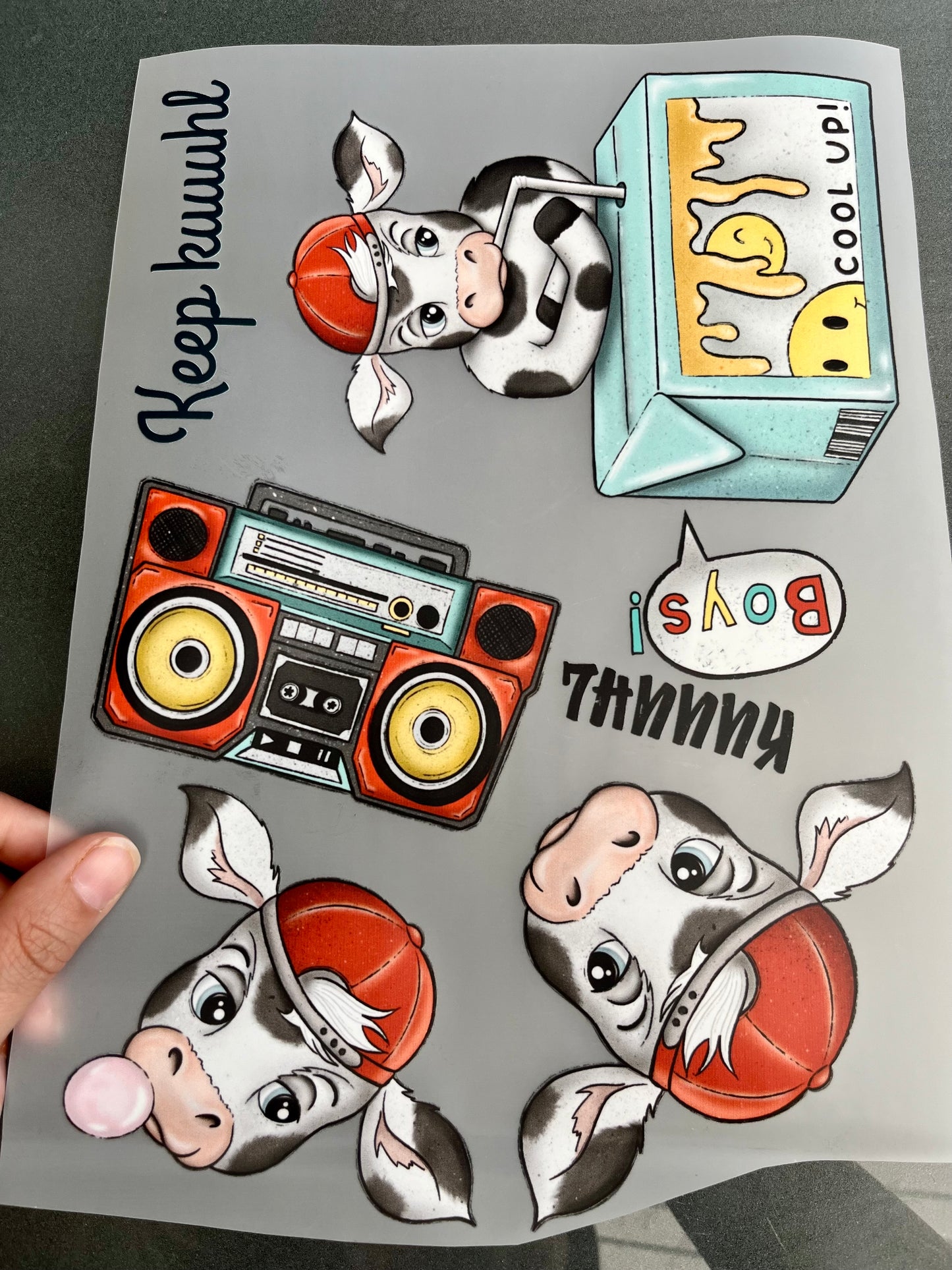 Bügelbild KUUHLE KÜHE BOYS DIN A4 Bogen