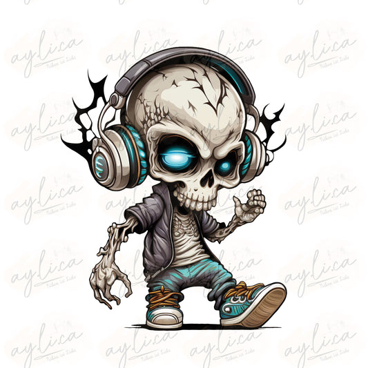 BÜGELBILD MUSIC SKELETON in 2 Größen