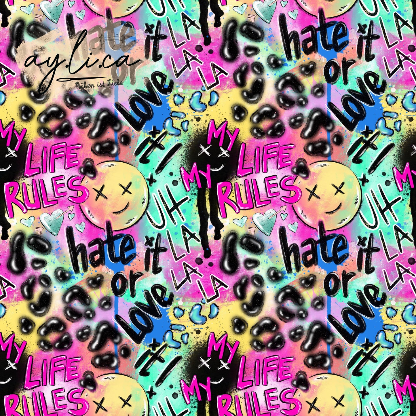 HATE IT OR LOVE IT BUNT Überbreite 180cm French Terry