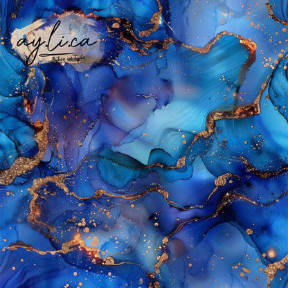 ALKOHOL INK BLUE Überbreite 180cm Jersey
